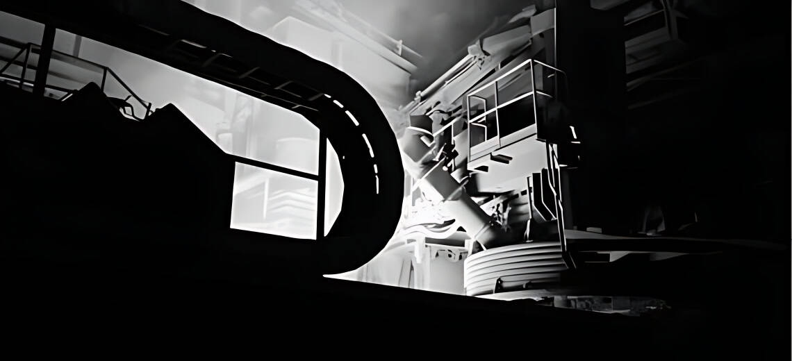 Industrial machinery in a factory with complex equipment and piping.